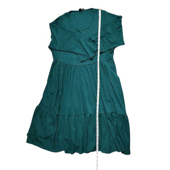 New Torrid Womens Sz 1X Green Long Sleeves Tiered Dress - Picture 4 of 7